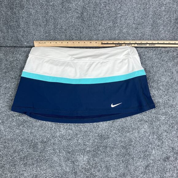 Nike Dri-Fit Skirt Womens Size XL Navy Aqua White Athletic Tennis Skort Stretch - Picture 1 of 6